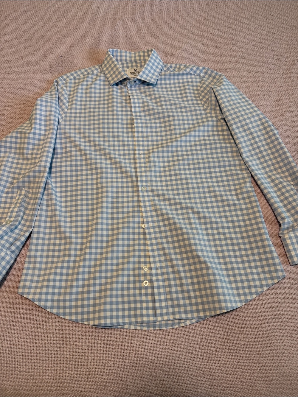 Mizzen+Main Light Blue and White Gingham Dress Shirt